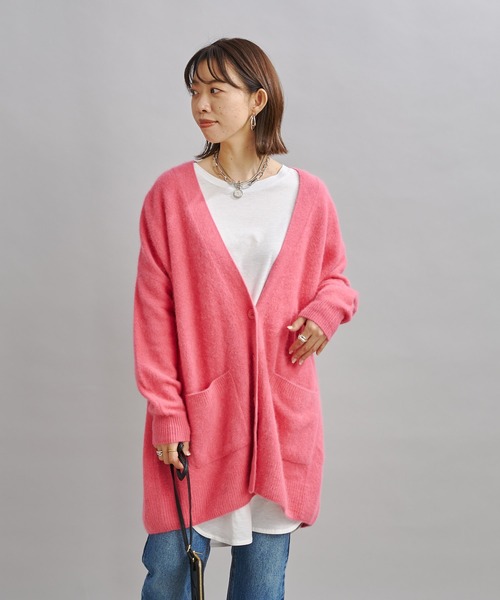 DouDou（ドゥドゥ）の「【新色追加】ラクーンカーディガン（カーディガン/ボレロ・レディース・ライトグレー/イエロー×グリーン/ピンク/モカ/バイオレット/イエロー・FREE）」の11枚目の写真