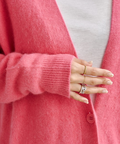 DouDou（ドゥドゥ）の「【新色追加】ラクーンカーディガン（カーディガン/ボレロ・レディース・ライトグレー/イエロー×グリーン/ピンク/モカ/バイオレット/イエロー・FREE）」の13枚目の写真