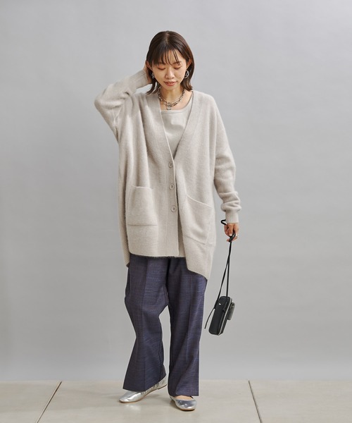 DouDou（ドゥドゥ）の「【新色追加】ラクーンカーディガン（カーディガン/ボレロ・レディース・ライトグレー/イエロー×グリーン/ピンク/モカ/バイオレット/イエロー・FREE）」の15枚目の写真