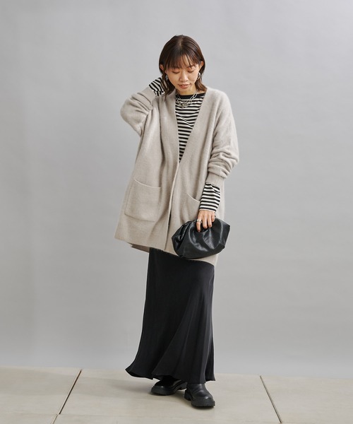 DouDou（ドゥドゥ）の「【新色追加】ラクーンカーディガン（カーディガン/ボレロ・レディース・ライトグレー/イエロー×グリーン/ピンク/モカ/バイオレット/イエロー・FREE）」の14枚目の写真