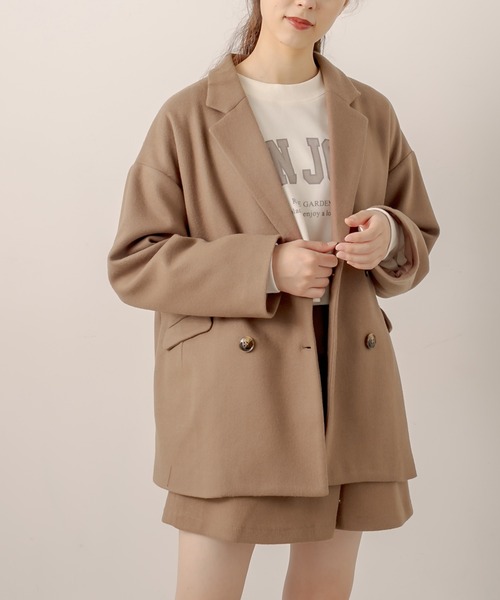 OLIVE des OLIVE(オリーブデオリーブ)の「ハンサムWジャケット(ピーコート・レディース・ダークブラウン/ブラウン/グレイッシュベージュ・FREE)」の4枚目の写真
