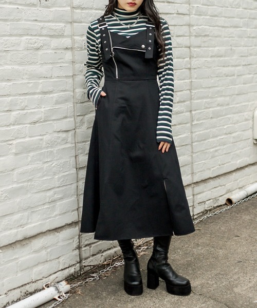 RASVOA(ラスボア)の「ライダーパターンスリットワンピース(ワンピース・レディース・ブラック/グリーン・FREE)」の2枚目の写真