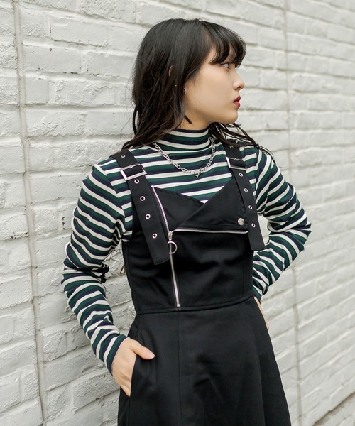 RASVOA(ラスボア)の「ライダーパターンスリットワンピース(ワンピース・レディース・ブラック/グリーン・FREE)」の6枚目の写真