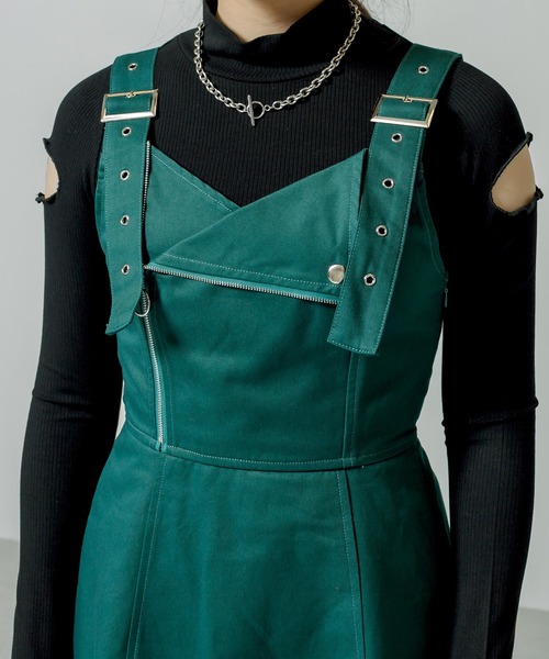 RASVOA(ラスボア)の「ライダーパターンスリットワンピース(ワンピース・レディース・ブラック/グリーン・FREE)」の8枚目の写真