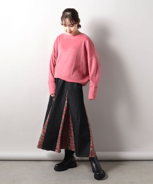 fredy repit（フレディレピ）の「花柄切替デニムスカート（デニムスカート・レディース・ブラック/ネイビー・38/36）」の6枚目の写真