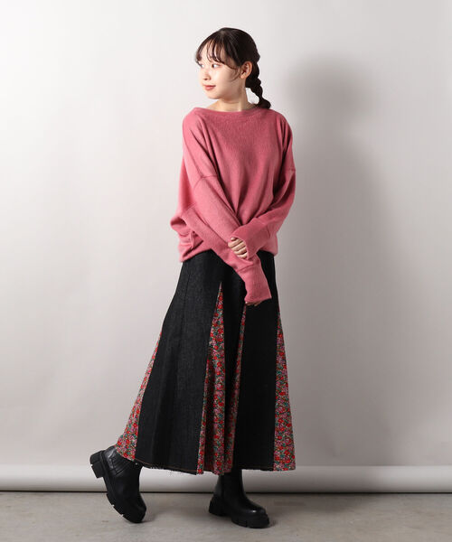 fredy repit（フレディレピ）の「花柄切替デニムスカート（デニムスカート・レディース・ブラック/ネイビー・38/36）」の7枚目の写真