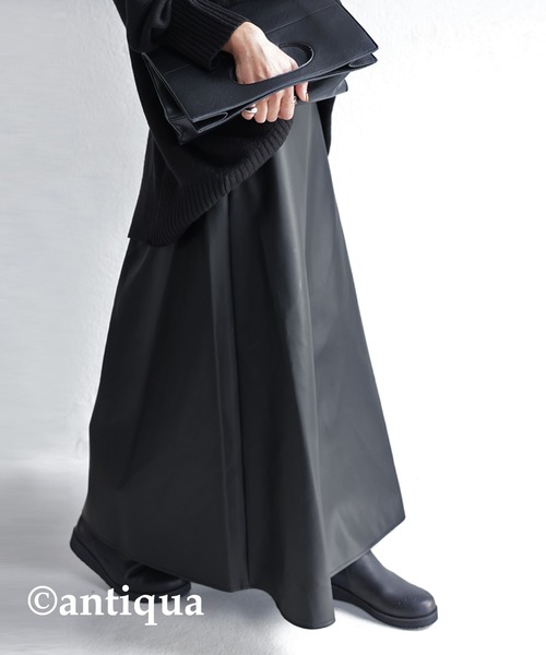 antiqua(アンティカ)の「ヴィ―ガンレザーAラインスカート(スカート・レディース・ブラック/ブラウン系その他/カーキ・FREE)」の4枚目の写真