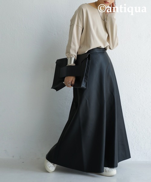 antiqua(アンティカ)の「ヴィ―ガンレザーAラインスカート(スカート・レディース・ブラック/ブラウン系その他/カーキ・FREE)」の14枚目の写真