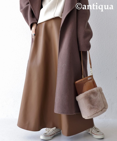 antiqua(アンティカ)の「ヴィ―ガンレザーAラインスカート(スカート・レディース・ブラック/ブラウン系その他/カーキ・FREE)」の15枚目の写真