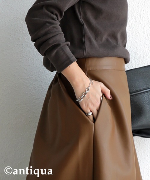 antiqua(アンティカ)の「ヴィ―ガンレザーAラインスカート(スカート・レディース・ブラック/ブラウン系その他/カーキ・FREE)」の21枚目の写真