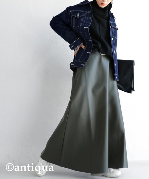 antiqua(アンティカ)の「ヴィ―ガンレザーAラインスカート(スカート・レディース・ブラック/ブラウン系その他/カーキ・FREE)」の22枚目の写真