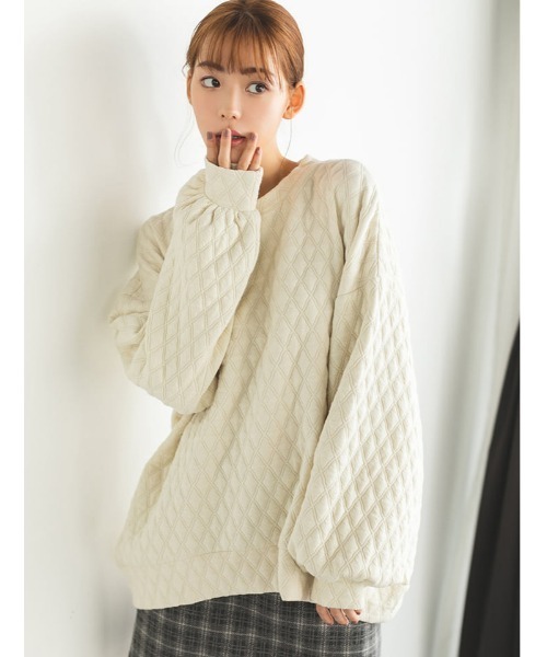 fifth calin(フィフスカラン)の「キルティングプルオーバー(Tシャツ/カットソー・レディース・ブラック/アイボリー・MEDIUM)」の2枚目の写真
