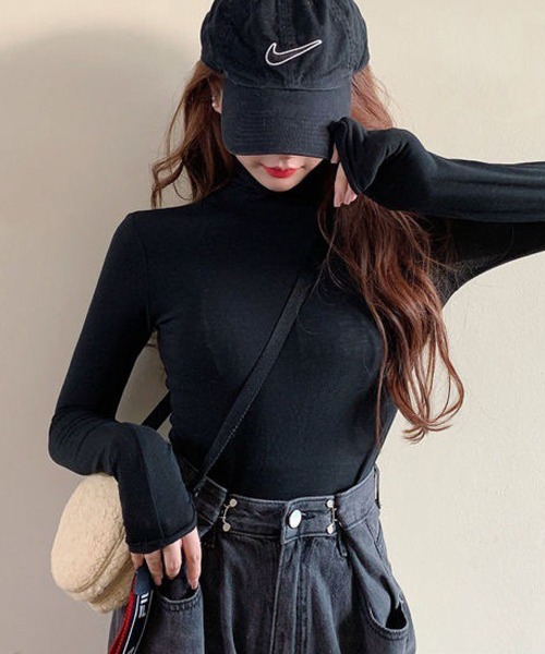 meJane（ミージェーン）の「ハイネックシースルーカットソー（Tシャツ/カットソー・レディース・ホワイト/ブラック/グリーン/ブルー/ラベンダー/イエロー/ピンク/シャーベット・FREE）」の10枚目の写真