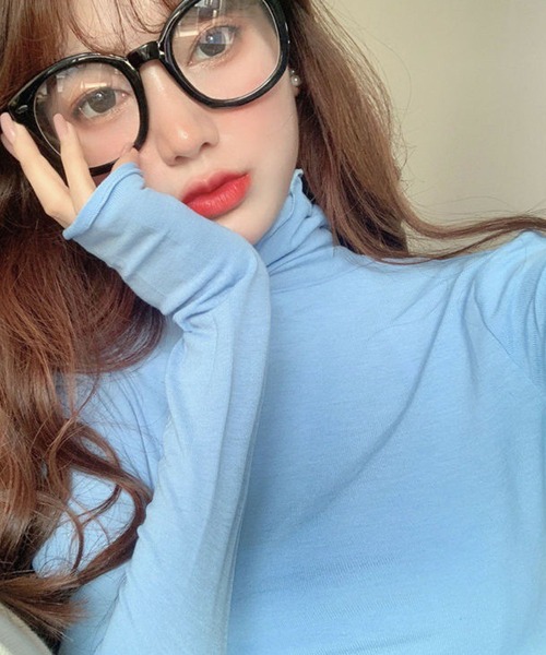 meJane（ミージェーン）の「ハイネックシースルーカットソー（Tシャツ/カットソー・レディース・ホワイト/ブラック/グリーン/ブルー/ラベンダー/イエロー/ピンク/シャーベット・FREE）」の15枚目の写真