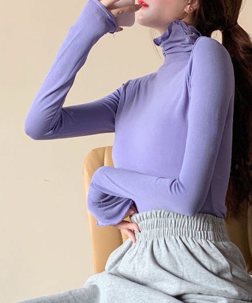 meJane（ミージェーン）の「ハイネックシースルーカットソー（Tシャツ/カットソー・レディース・ホワイト/ブラック/グリーン/ブルー/ラベンダー/イエロー/ピンク/シャーベット・FREE）」の18枚目の写真