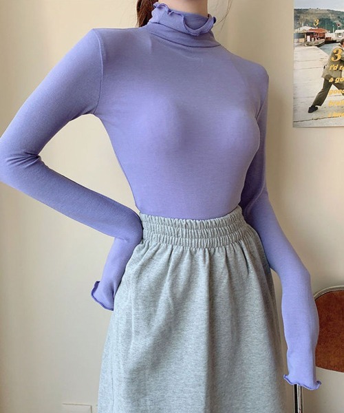 meJane（ミージェーン）の「ハイネックシースルーカットソー（Tシャツ/カットソー・レディース・ホワイト/ブラック/グリーン/ブルー/ラベンダー/イエロー/ピンク/シャーベット・FREE）」の19枚目の写真