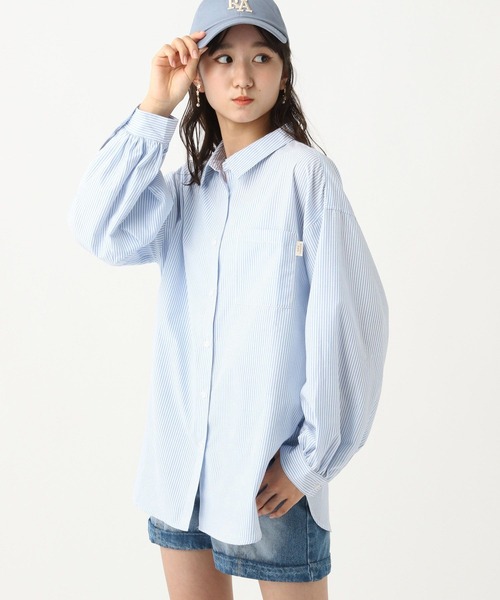 repipi armario（レピピ アルマリオ）の「ストライプBIGシャツ（シャツ/ブラウス・キッズ・ピンク系その他/グリーン系その他/ブルー系その他・SMALL/MEDIUM）」の3枚目の写真