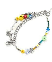 Anisha♢ビーズブレスレット♢pink ビーズネックレス colorful flower ビーズアクセサリー - onono