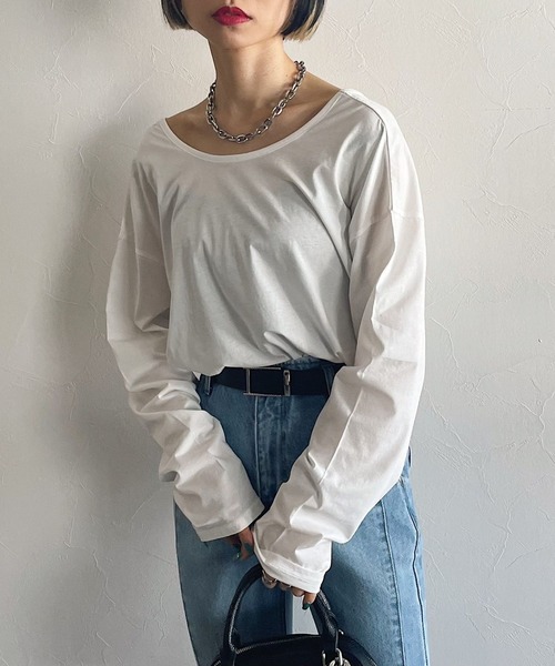 PAGEBOY（ページボーイ）の「ルーズネックロンT（Tシャツ/カットソー・レディース・ブラック/オフホワイト・FREE）」の20枚目の写真