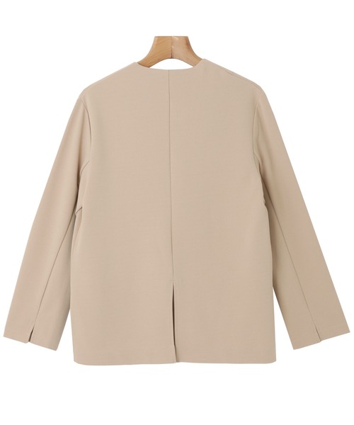 美品✨ケイミー　洗える ストレッチジャカード ノーカラージャケット　近年モデル 洗えるストレッチダブルクロスノーカラージャケット（ストレッチ・しわ