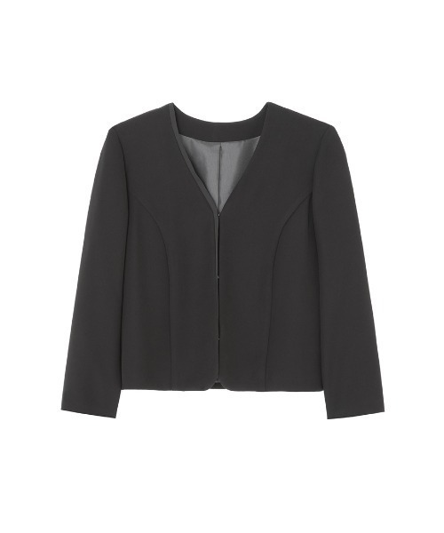 kaene（カエン）の「アシメデザインノーカラージャケット［一部ブラックフォーマル対応］（ノーカラージャケット・レディース・ブラック/ネイビー・40/38/36/34）」の19枚目の写真