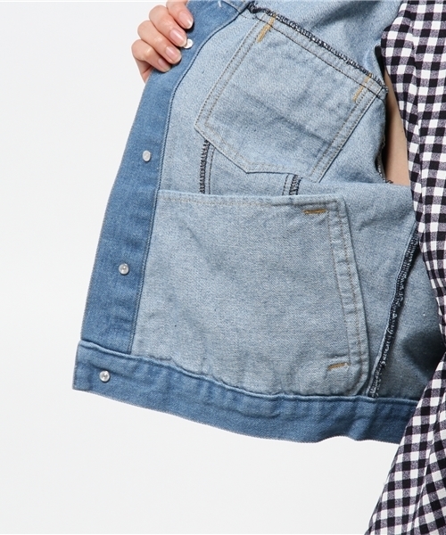 WEGO(ウィゴー)の「WEGO/バックロゴGジャン(デニムジャケット・レディース・インディゴブルー/ダークインディゴブルー・FREE)」の5枚目の写真