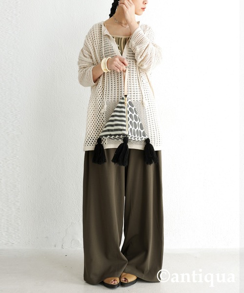 antiqua（アンティカ）の「カットジョーゼット2タックワイドパンツ  