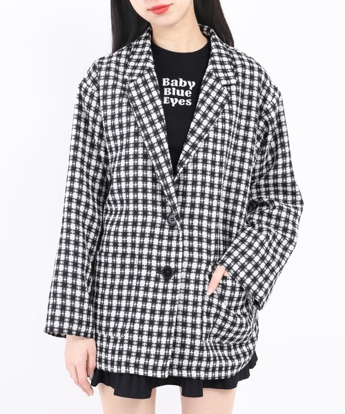 WC（ダブル シー）の「カラーチェックジャケット（テーラードジャケット・レディース・ブラック/ピンク/グリーン・FREE）」の16枚目の写真