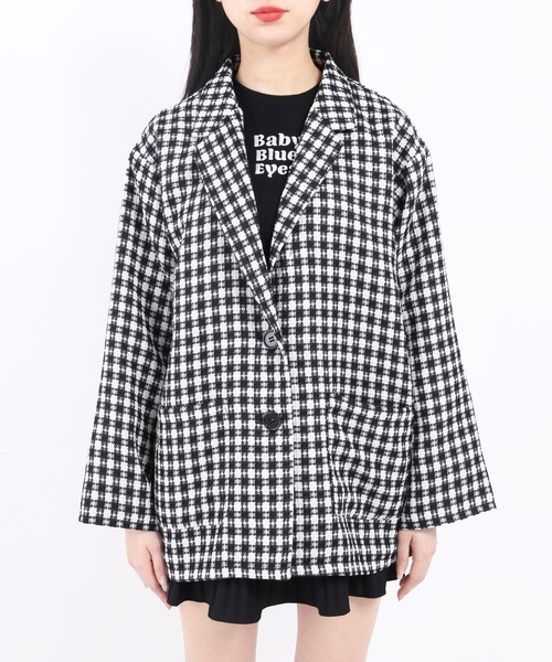 WC（ダブル シー）の「カラーチェックジャケット（テーラードジャケット・レディース・ブラック/ピンク/グリーン・FREE）」の14枚目の写真