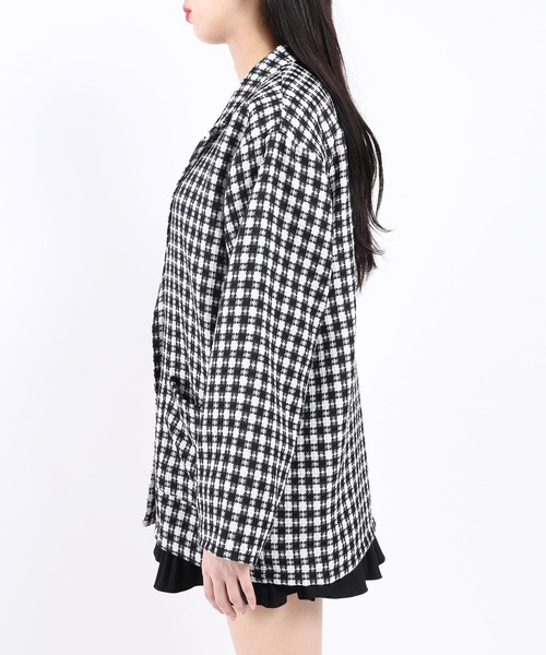 WC（ダブル シー）の「カラーチェックジャケット（テーラードジャケット・レディース・ブラック/ピンク/グリーン・FREE）」の13枚目の写真