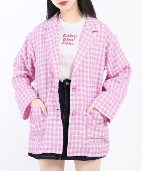 WC（ダブル シー）の「カラーチェックジャケット（テーラードジャケット・レディース・ブラック/ピンク/グリーン・FREE）」の15枚目の写真