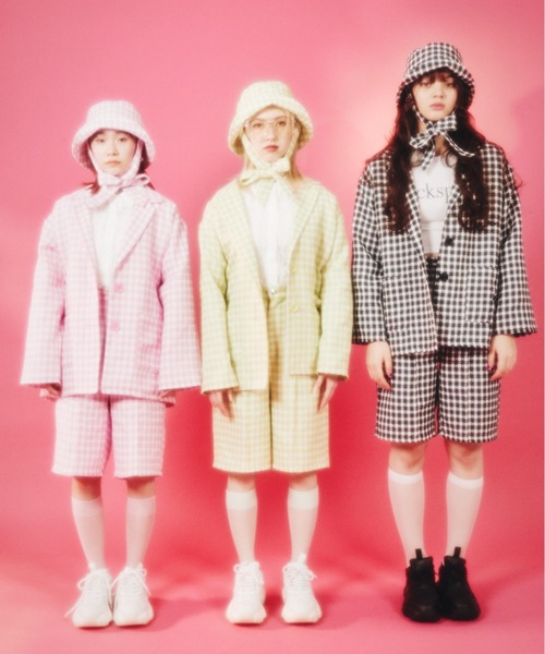 WC（ダブル シー）の「カラーチェックジャケット（テーラードジャケット・レディース・ブラック/ピンク/グリーン・FREE）」の22枚目の写真