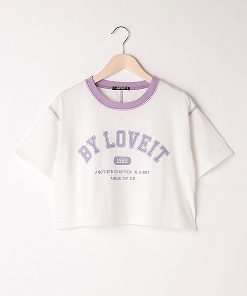 by LOVEiT(バイラビット)の「配色ステッチリンガーTシャツ(Tシャツ/カットソー・キッズ・ラベンダー/オフホワイト/ブラック・140cm/160cm/120cm/130cm/150cm)」の2枚目の写真