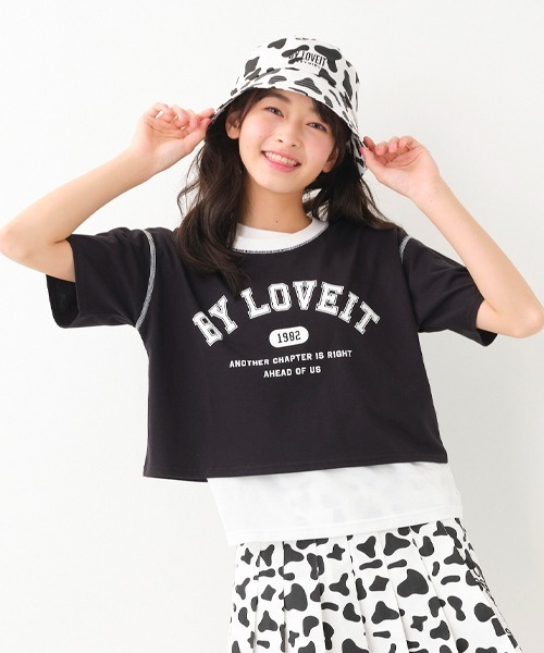 by LOVEiT(バイラビット)の「配色ステッチリンガーTシャツ(Tシャツ/カットソー・キッズ・ラベンダー/オフホワイト/ブラック・140cm/160cm/120cm/130cm/150cm)」の3枚目の写真