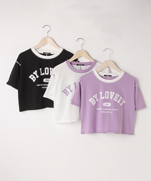 by LOVEiT(バイラビット)の「配色ステッチリンガーTシャツ(Tシャツ/カットソー・キッズ・ラベンダー/オフホワイト/ブラック・140cm/160cm/120cm/130cm/150cm)」の5枚目の写真