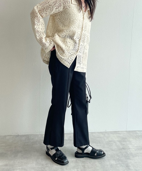 w closet（ダブルクローゼット）の「セミフレアパンツ（その他パンツ・レディース・ベージュ/ブルーグリーン/ブラック・マルチサイズ）」の5枚目の写真