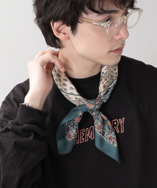 RAGEBLUE（レイジブルー）の「レトロガラスカーフ（バンダナ/スカーフ・メンズ・オリーブ/マスタード/ブラック/ライトブルー・FREE）」の6枚目の写真