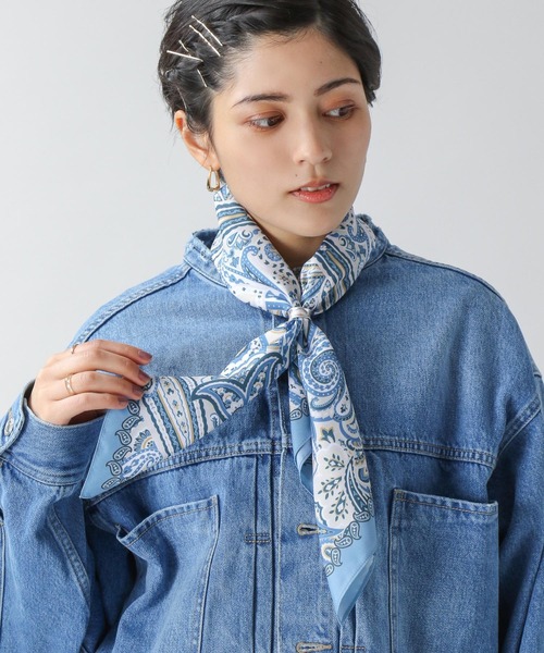 RAGEBLUE（レイジブルー）の「レトロガラスカーフ（バンダナ/スカーフ・メンズ・オリーブ/マスタード/ブラック/ライトブルー・FREE）」の14枚目の写真