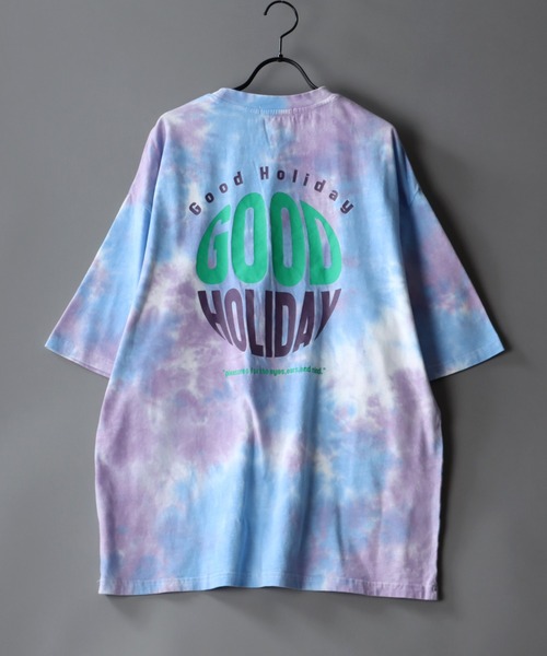 SITRY（シトリー）の「oversize rubber print tie-dyeing T-shirt/オーバーサイズ ラバープリント タイダイ染め Tシャツ（Tシャツ/カットソー・メンズ・パープル/イエロー/グリーン・M/L）」の2枚目の写真