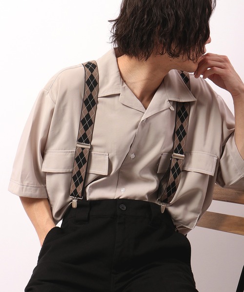 GEVAERT（ゲバルト）の「【入荷禁止】GEVAERT 35mmY型アーガイル柄サスペンダー（サスペンダー・メンズ・ネイビー/ベージュ/ワインレッド・FREE）」の2枚目の写真