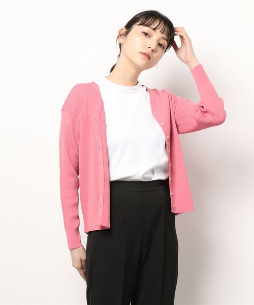 Te chichi（テチチ）の「Vネックリブカーディガン（カーディガン/ボレロ・レディース・オフホワイト/ブラック/グリーン/ピンク・ﾌﾘ-）」の20枚目の写真