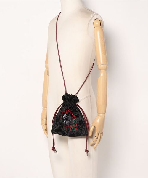 X-girl（エックスガール）の「【X-girl /エックスガール】 X-GIRL GARDEN DRAWSTRING BAG（ショルダーバッグ・レディース・ホワイト/ブラック・FREE）」の6枚目の写真