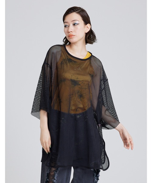 Little sunny bite（リトルサニーバイト）の「Mesh big tee（Tシャツ/カットソー・レディース・ブラック/クリーム/グリーン/ピンク・SMALL/MEDIUM）」の2枚目の写真