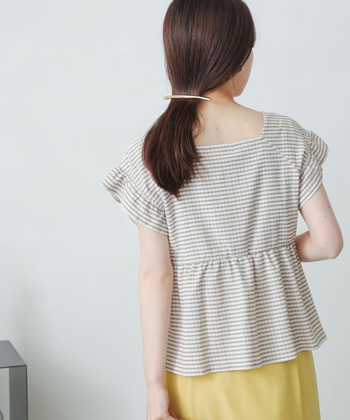 SENSE OF PLACE by URBAN RESEARCH（センスオブプレイスバイアーバンリサーチ）の「ギンガムチェックカットシャーリングトップ（Tシャツ/カットソー・レディース・ブラック系その他/グレー系その他/ベージュ系その他/グリーン系その他・ONE）」の7枚目の写真