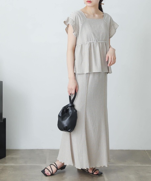 SENSE OF PLACE by URBAN RESEARCH（センスオブプレイスバイアーバンリサーチ）の「ギンガムチェックカットシャーリングトップ（Tシャツ/カットソー・レディース・ブラック系その他/グレー系その他/ベージュ系その他/グリーン系その他・ONE）」の10枚目の写真