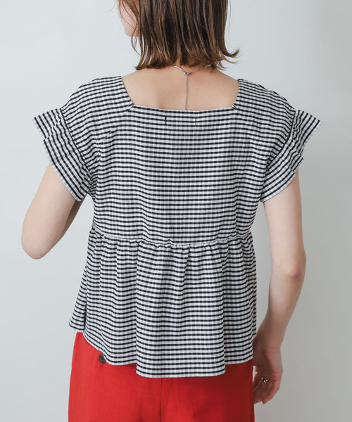 SENSE OF PLACE by URBAN RESEARCH（センスオブプレイスバイアーバンリサーチ）の「ギンガムチェックカットシャーリングトップ（Tシャツ/カットソー・レディース・ブラック系その他/グレー系その他/ベージュ系その他/グリーン系その他・ONE）」の19枚目の写真