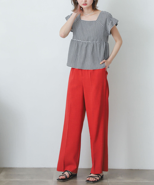 SENSE OF PLACE by URBAN RESEARCH（センスオブプレイスバイアーバンリサーチ）の「ギンガムチェックカットシャーリングトップ（Tシャツ/カットソー・レディース・ブラック系その他/グレー系その他/ベージュ系その他/グリーン系その他・ONE）」の20枚目の写真