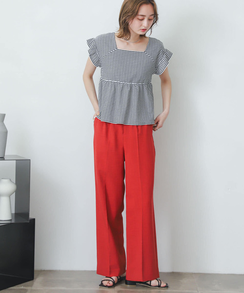 SENSE OF PLACE by URBAN RESEARCH（センスオブプレイスバイアーバンリサーチ）の「ギンガムチェックカットシャーリングトップ（Tシャツ/カットソー・レディース・ブラック系その他/グレー系その他/ベージュ系その他/グリーン系その他・ONE）」の21枚目の写真