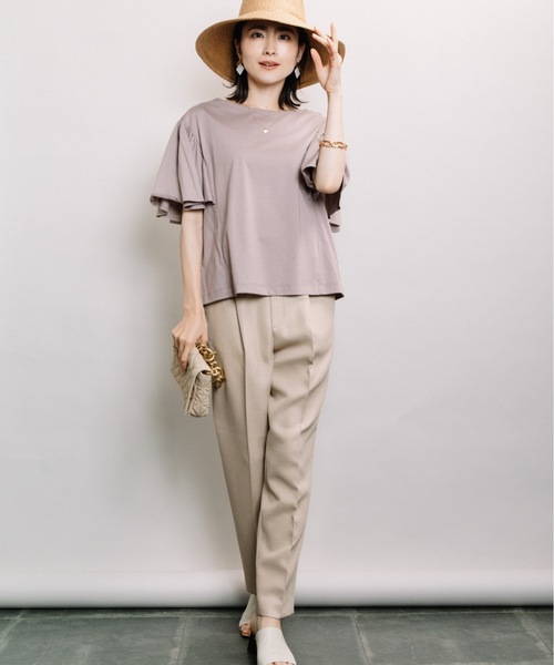 ELVENCE DEUX(エルベンスドゥ)の「ツヤアリソデギャザーPO(Tシャツ/カットソー・レディース・オフホワイト/グリーン/グレー系その他・FREE)」の22枚目の写真