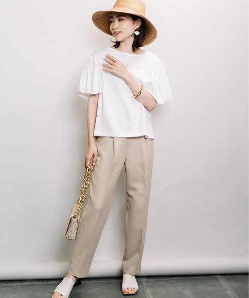 ELVENCE DEUX(エルベンスドゥ)の「ツヤアリソデギャザーPO(Tシャツ/カットソー・レディース・オフホワイト/グリーン/グレー系その他・FREE)」の20枚目の写真
